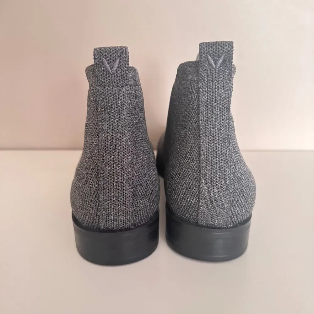 VIVAIA Ryan Pro Square Toe Ankle Boots Gray Knit Comfort Chelsea 39.5 us 8.5